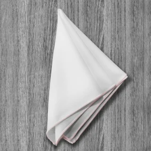 State and Liberty Pocket Square - White With Pink Edge Stitch | Accessories