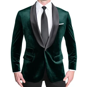State and Liberty Satin Lapel Tuxedo Jacket - Green Velvet | Tuxedos | Blazers