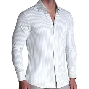 State and Liberty "The Aaria" Sport Shirt - Light Grey Bengal Stripe | Casual Long Sleeves | Long Sleeve Button Downs