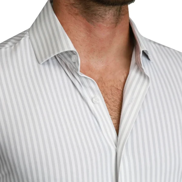 State and Liberty "The Aaria" Sport Shirt - Light Grey Bengal Stripe | Casual Long Sleeves | Long Sleeve Button Downs