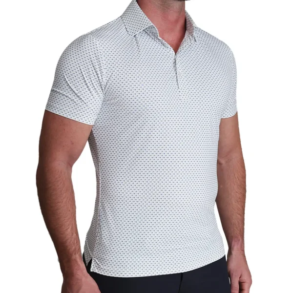 State and Liberty "The Archie" Geo Double Royal Blue & White Square | Short Sleeve Button Downs | Polos