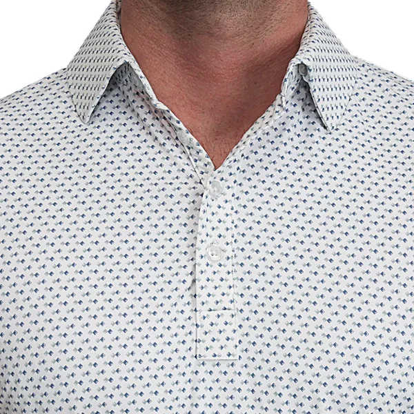 State and Liberty "The Archie" Geo Double Royal Blue & White Square | Short Sleeve Button Downs | Polos