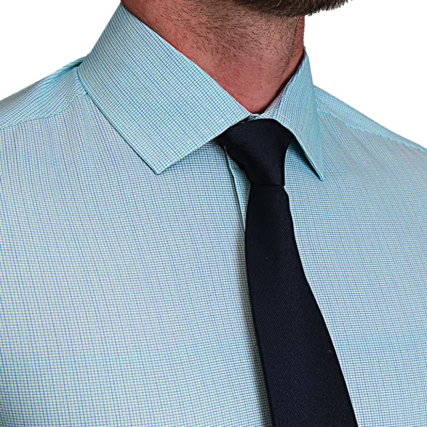 State and Liberty "The Atlas" Mint, Blue, & White Mini Check | Dress Shirts