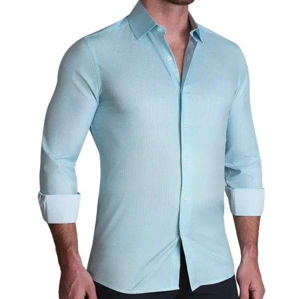 State and Liberty "The Atlas" Mint, Blue, & White Mini Check | Dress Shirts