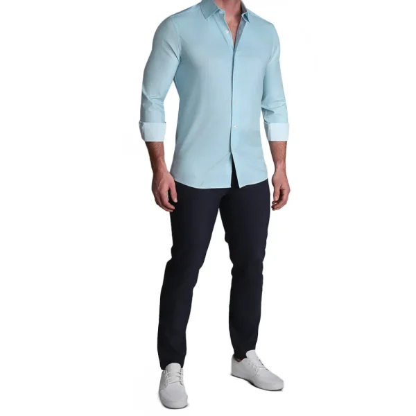 State and Liberty "The Atlas" Mint, Blue, & White Mini Check | Dress Shirts
