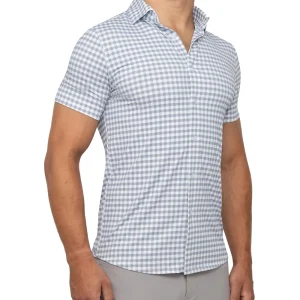 State and Liberty "The August" White & Grey Big Check Short Sleeve Button Down | T-shirts | Short Sleeve Button Downs