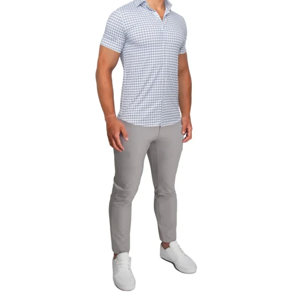 State and Liberty "The August" White & Grey Big Check Short Sleeve Button Down | T-shirts | Short Sleeve Button Downs
