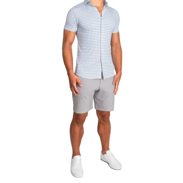 State and Liberty "The August" White & Grey Big Check Short Sleeve Button Down | T-shirts | Short Sleeve Button Downs