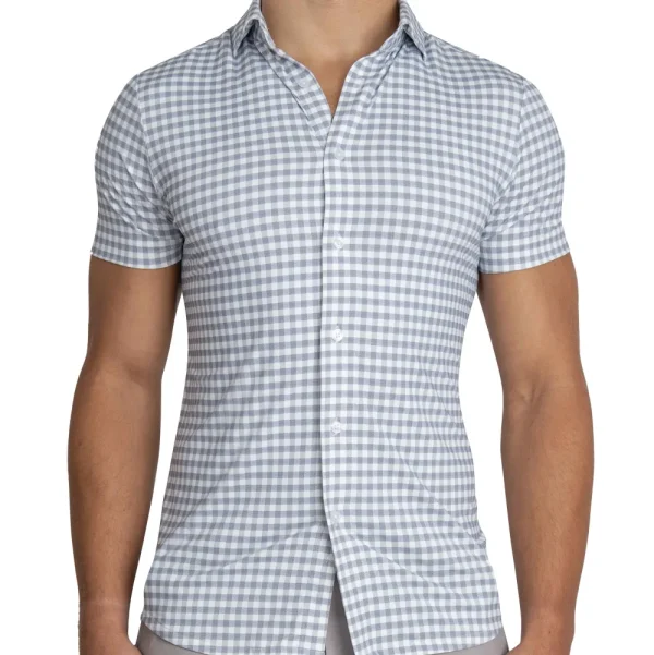 State and Liberty "The August" White & Grey Big Check Short Sleeve Button Down | T-shirts | Short Sleeve Button Downs