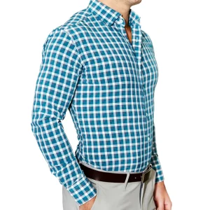 State and Liberty "The Bagley" Teal, Grey and White Triple Check | Dress Shirts