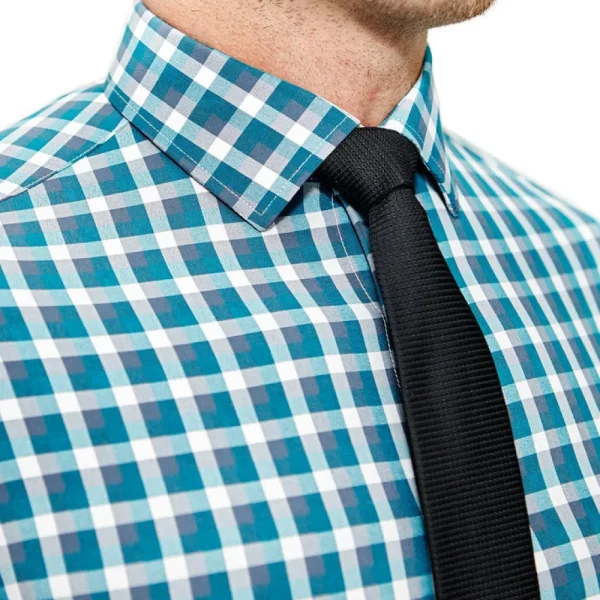 State and Liberty "The Bagley" Teal, Grey and White Triple Check | Dress Shirts