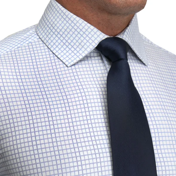 State and Liberty "The Baxter" Blue Mini Line Patterned Windowpane | Dress Shirts