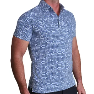 State and Liberty "The Beckham" Geo Royal Blue & White Double Circle | Short Sleeve Button Downs | Polos