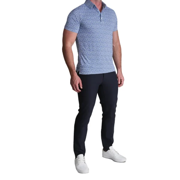 State and Liberty "The Beckham" Geo Royal Blue & White Double Circle | Short Sleeve Button Downs | Polos