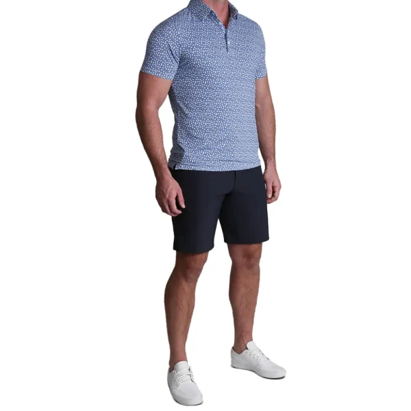 State and Liberty "The Beckham" Geo Royal Blue & White Double Circle | Short Sleeve Button Downs | Polos