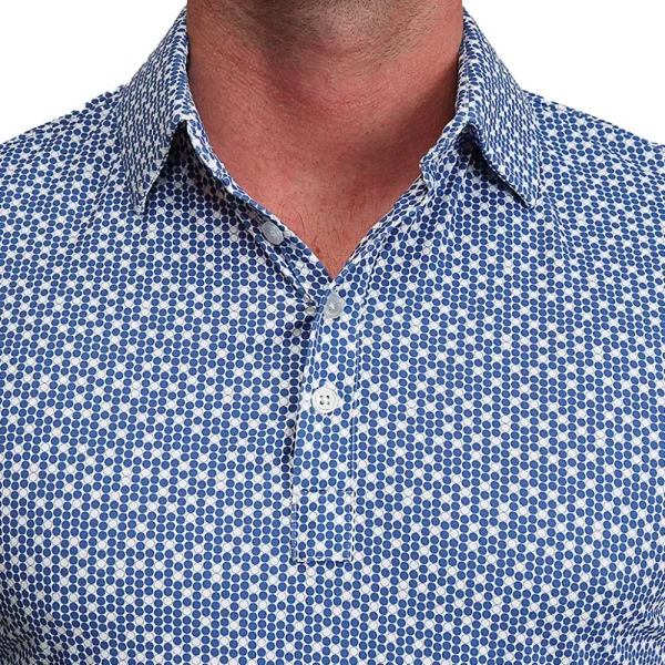 State and Liberty "The Beckham" Geo Royal Blue & White Double Circle | Short Sleeve Button Downs | Polos