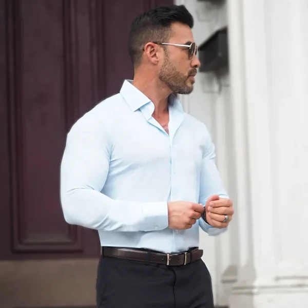 State and Liberty "The Belmont" Light Blue Pinstripe | Dress Shirts