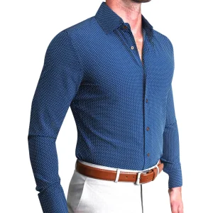 State and Liberty "The Boylston" Navy with White Polka Dots | Dress Shirts