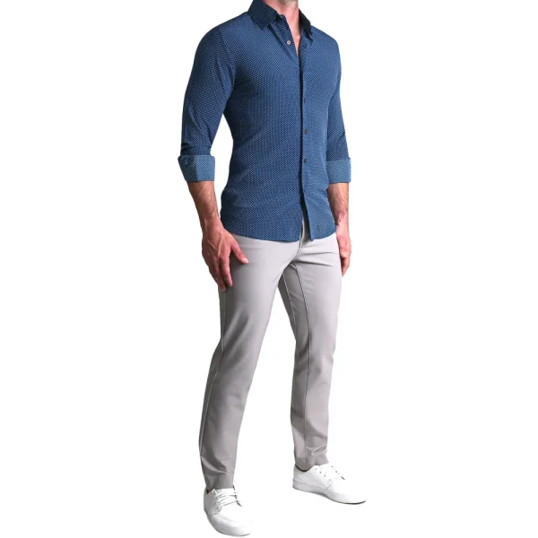 State and Liberty "The Boylston" Navy with White Polka Dots | Dress Shirts