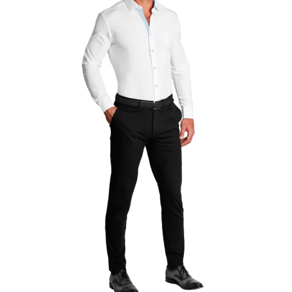 State and Liberty "The Briggs" Solid White with Light Blue Accents | Dress Shirts