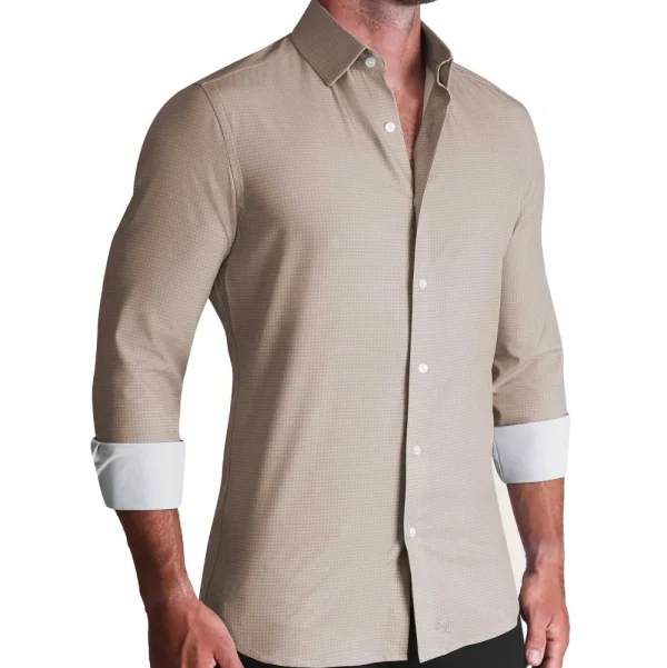 State and Liberty ''The Brooks" Light Brown Double Check | Dress Shirts