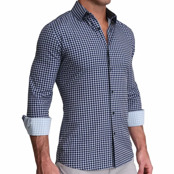 State and Liberty "The Callahan" Blue and White Mini Plaid | Dress Shirts
