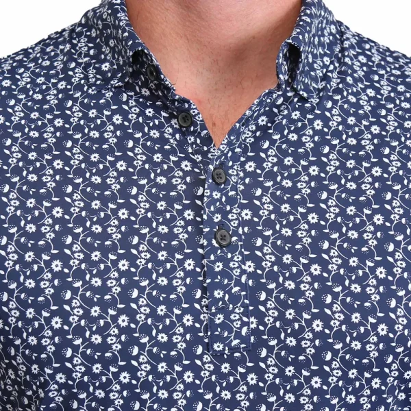 State and Liberty "The Camden" Navy & White Floral | Short Sleeve Button Downs | Polos