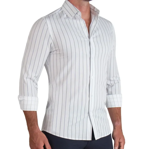 State and Liberty "The Cape" Wide Navy Stripe | Dress Shirts