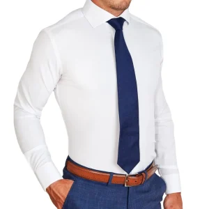 State and Liberty "The Carlton" Solid White Double Button Spread Collar | Dress Shirts