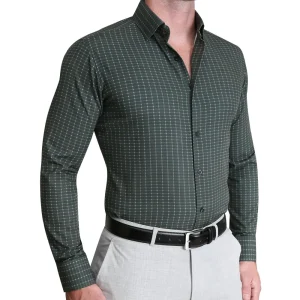 State and Liberty "The Colby" Dark Green & Mint Windowpane | Dress Shirts