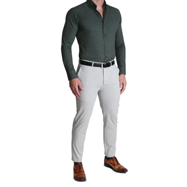 State and Liberty "The Colby" Dark Green & Mint Windowpane | Dress Shirts