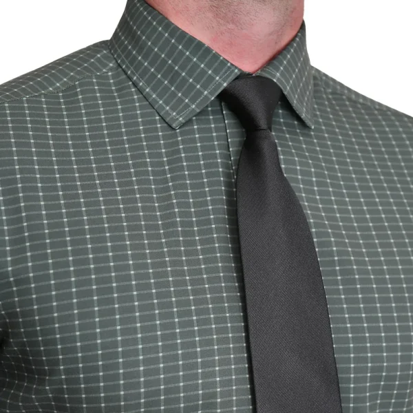 State and Liberty "The Colby" Dark Green & Mint Windowpane | Dress Shirts