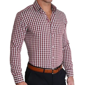 State and Liberty "The Dawson" Big Maroon and Grey Check | Dress Shirts