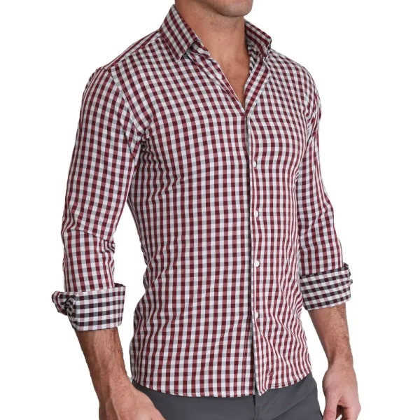 State and Liberty "The Dawson" Big Maroon and Grey Check | Dress Shirts