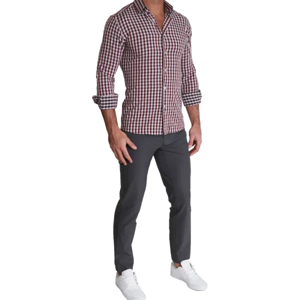 State and Liberty "The Dawson" Big Maroon and Grey Check | Dress Shirts
