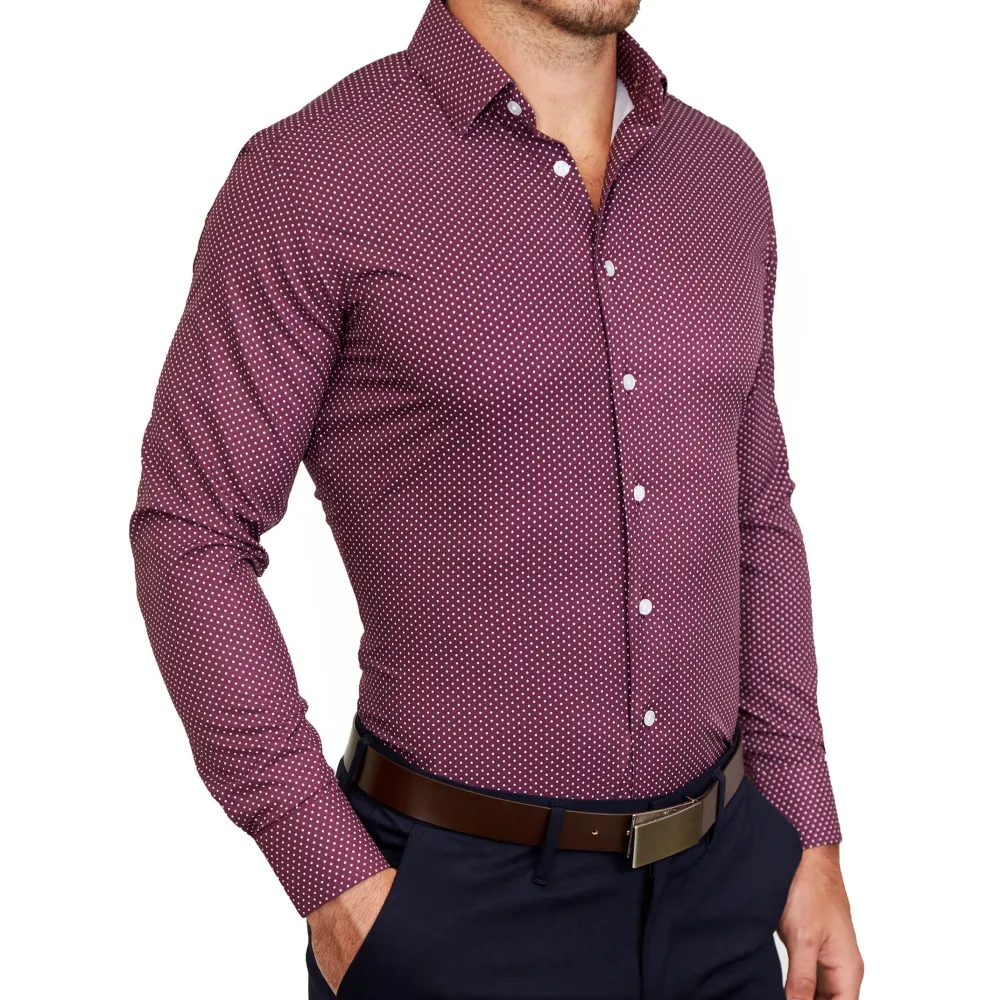 State and Liberty "The Digger" Maroon with White Dots | Dress Shirts