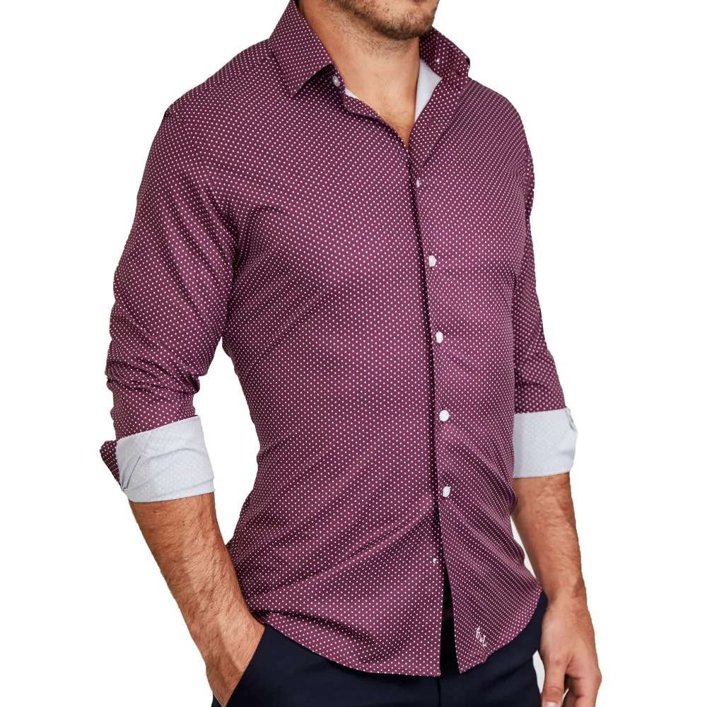 State and Liberty "The Digger" Maroon with White Dots | Dress Shirts