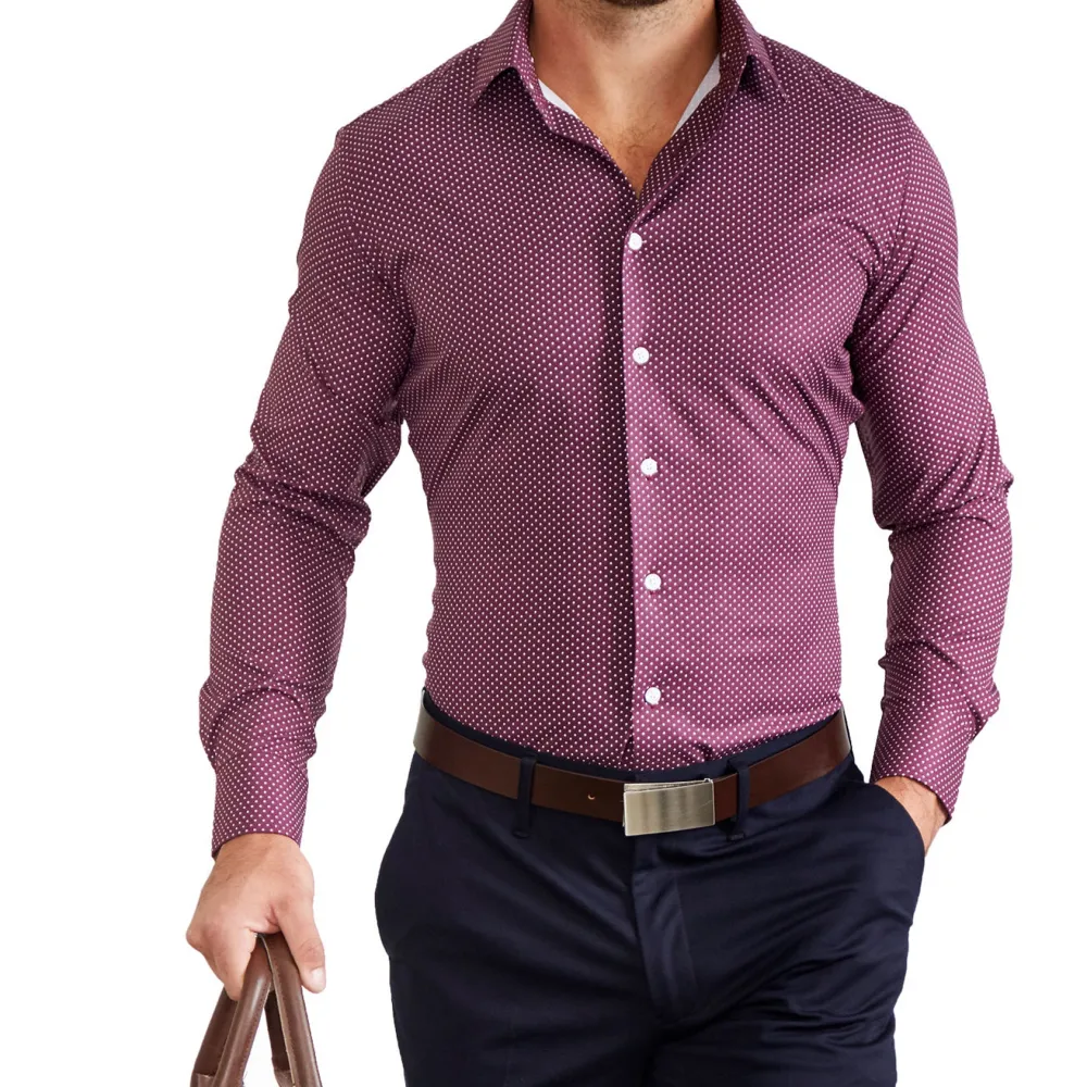 State and Liberty "The Digger" Maroon with White Dots | Dress Shirts