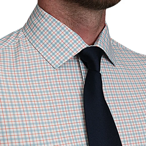 State and Liberty "The Dimitri" Blue Plaid With Orange Windowpane | Dress Shirts