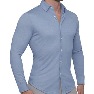 State and Liberty "The Dylan" Sky Blue Pique Button Down | Casual Long Sleeves | Long Sleeve Button Downs