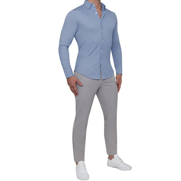 State and Liberty "The Dylan" Sky Blue Pique Button Down | Casual Long Sleeves | Long Sleeve Button Downs