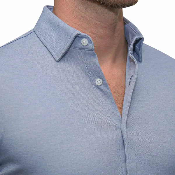 State and Liberty "The Dylan" Sky Blue Pique Button Down | Casual Long Sleeves | Long Sleeve Button Downs