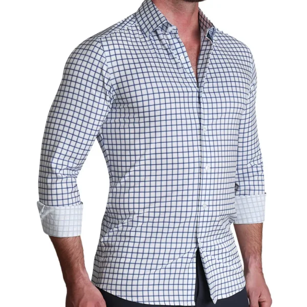 State and Liberty "The Elias" Light Navy Windowpane | Dress Shirts