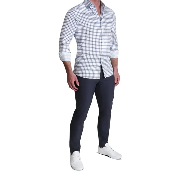 State and Liberty "The Elias" Light Navy Windowpane | Dress Shirts