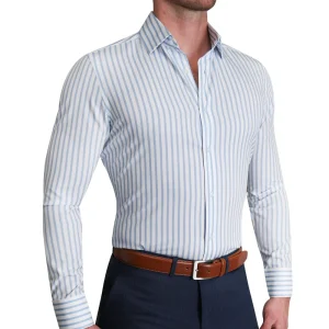 State and Liberty "The Francisco" Light Blue Mid-Stripe | Dress Shirts