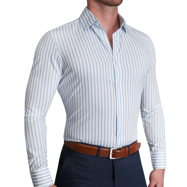 State and Liberty "The Francisco" Light Blue Mid-Stripe | Dress Shirts
