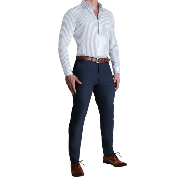 State and Liberty "The Francisco" Light Blue Mid-Stripe | Dress Shirts