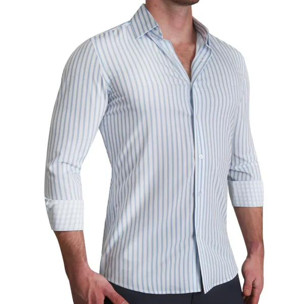 State and Liberty "The Francisco" Light Blue Mid-Stripe | Dress Shirts