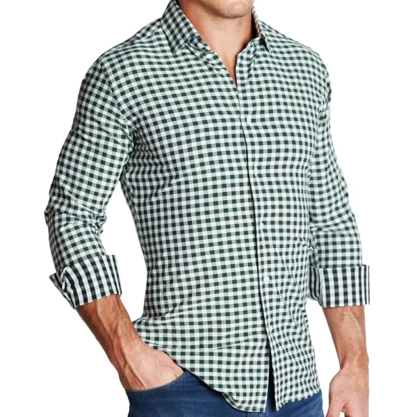 State and Liberty "The Fuller" Forest Green and Black Check | Dress Shirts