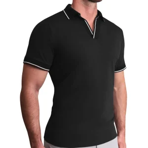 State and Liberty "The Gage" Black with White Tipped Polo | Short Sleeve Button Downs | Polos